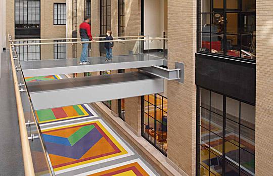 Physics atrium with art image