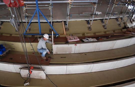 Limestone placement, courtesy Walsh Bros. Dome limestone placement