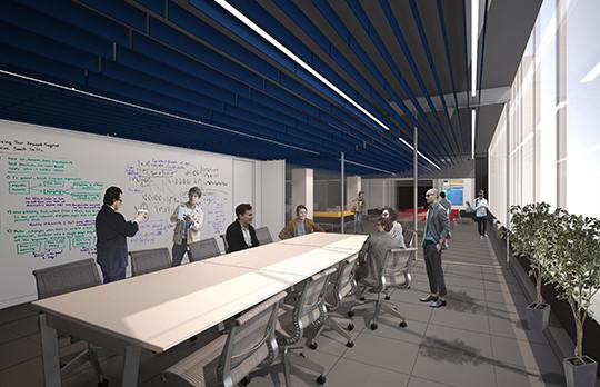 Rendering Innovation Initiative meeting space, Courtesy NADAAA Rendering Innovation Initiative meeting space, Courtesy NADAAA