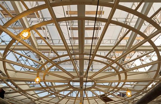 Dome skylight in construction interior view