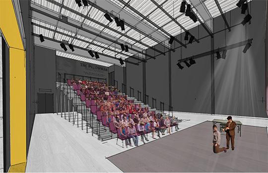 Concept for theater and performance space; Illustration by designLAB architects, inc. Concept for theater and performance space