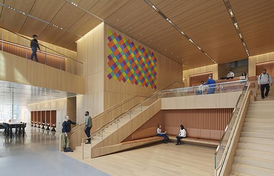 Central stair and seating (Photo by Dave Burk © SOM)