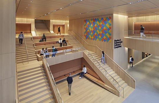 Central stair and seating (Photo by Dave Burk © SOM)